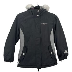 ZeroXposur Coat Girls 7/8 Faux Fur Sherpa Lined Hooded Zip Up Jacket Black Pink